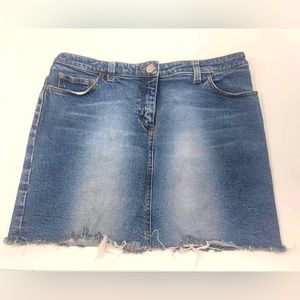 THEORY Raw Hem Denim Mini Skirt Size 6 Made in Italy Jean skirt